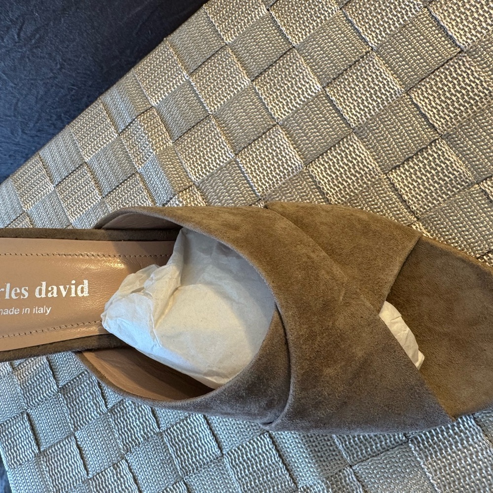 Charles David Tan Suede Slide Sandals